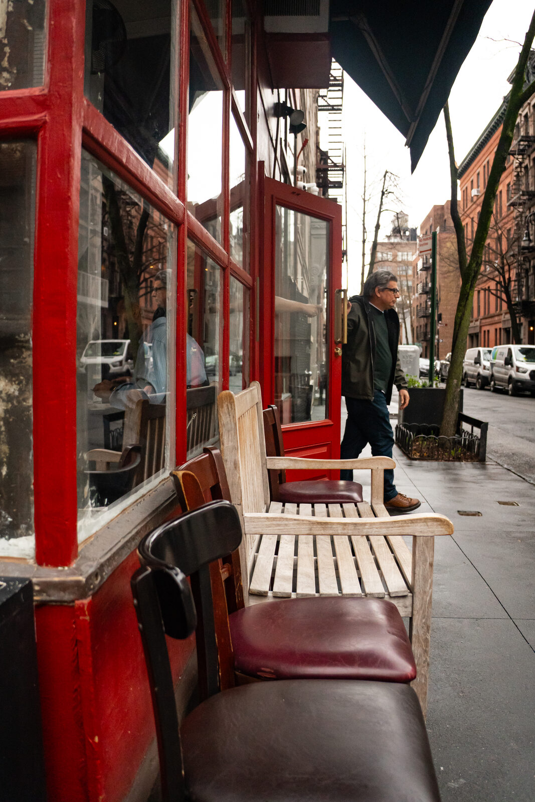 Storefront bench in New York