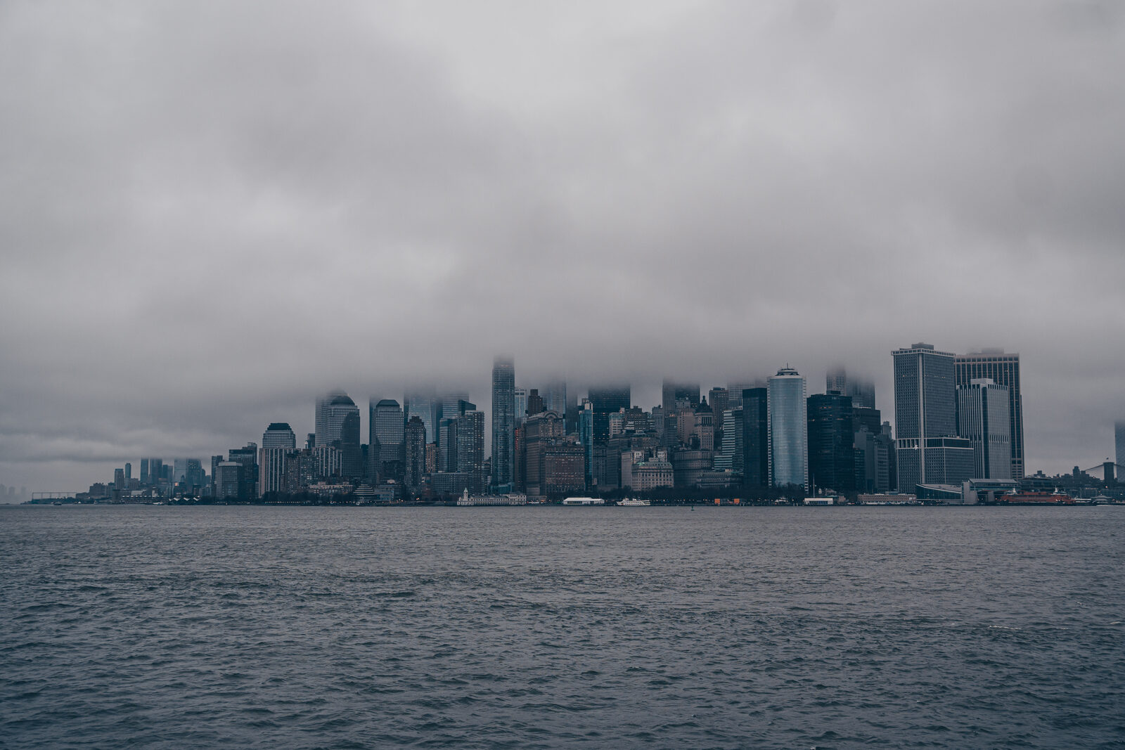 Manhattan skyline in fog